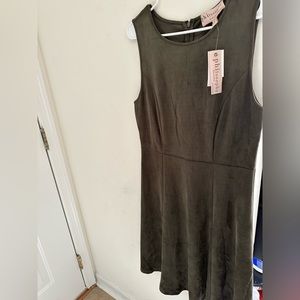 Army green suede dress